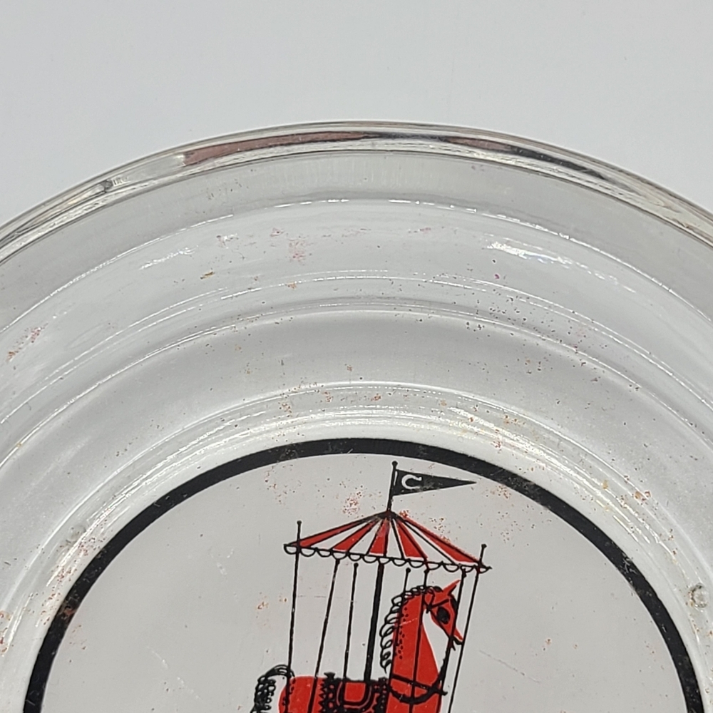 Vintage Carrousel Inn Cincinnati Ashtray Clear Glass Carousel Horse 4.5" - Picture 5 of 9